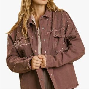 Umgee Mauve Studded Jean Jacket